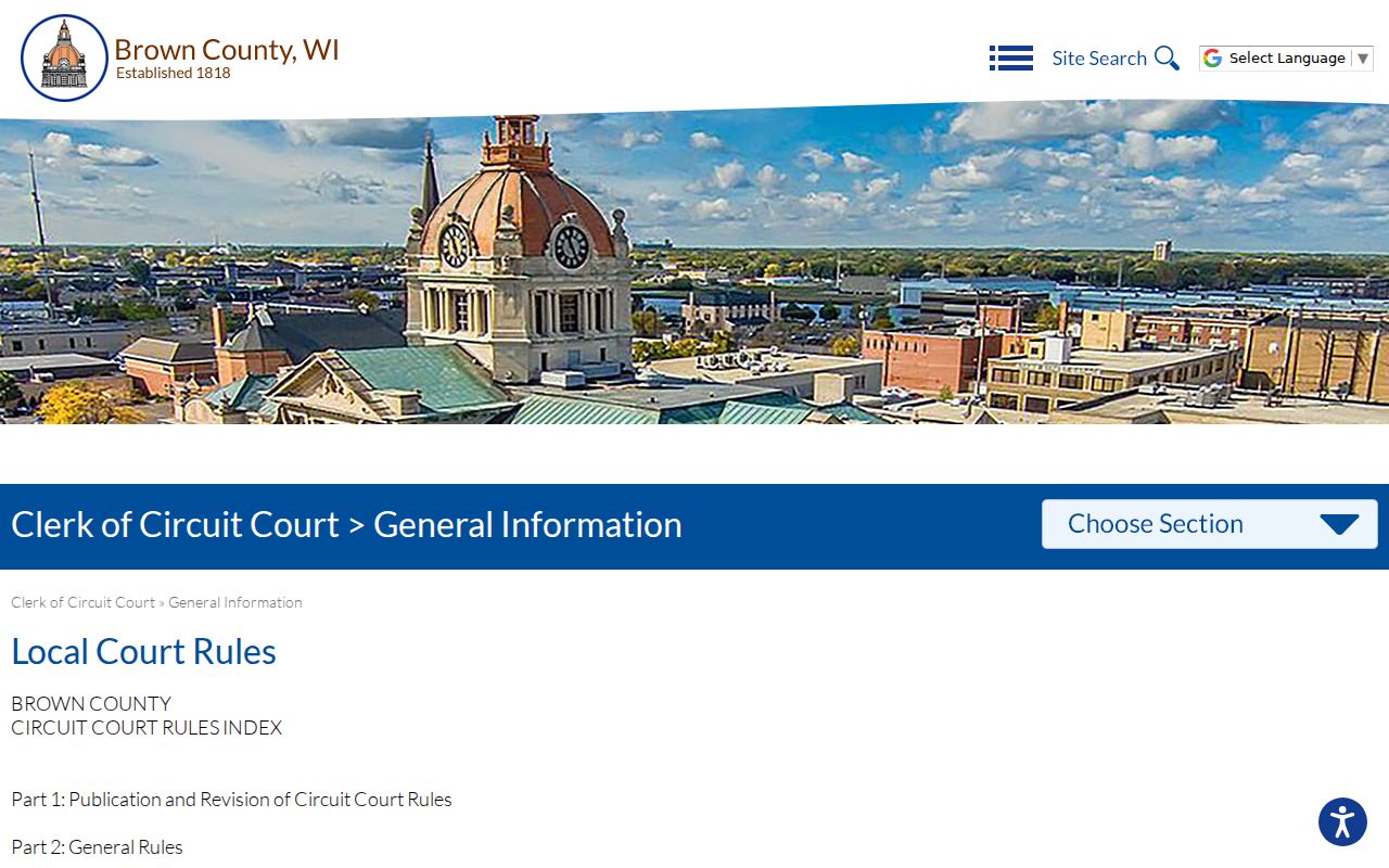 Brown County court schedule local rules