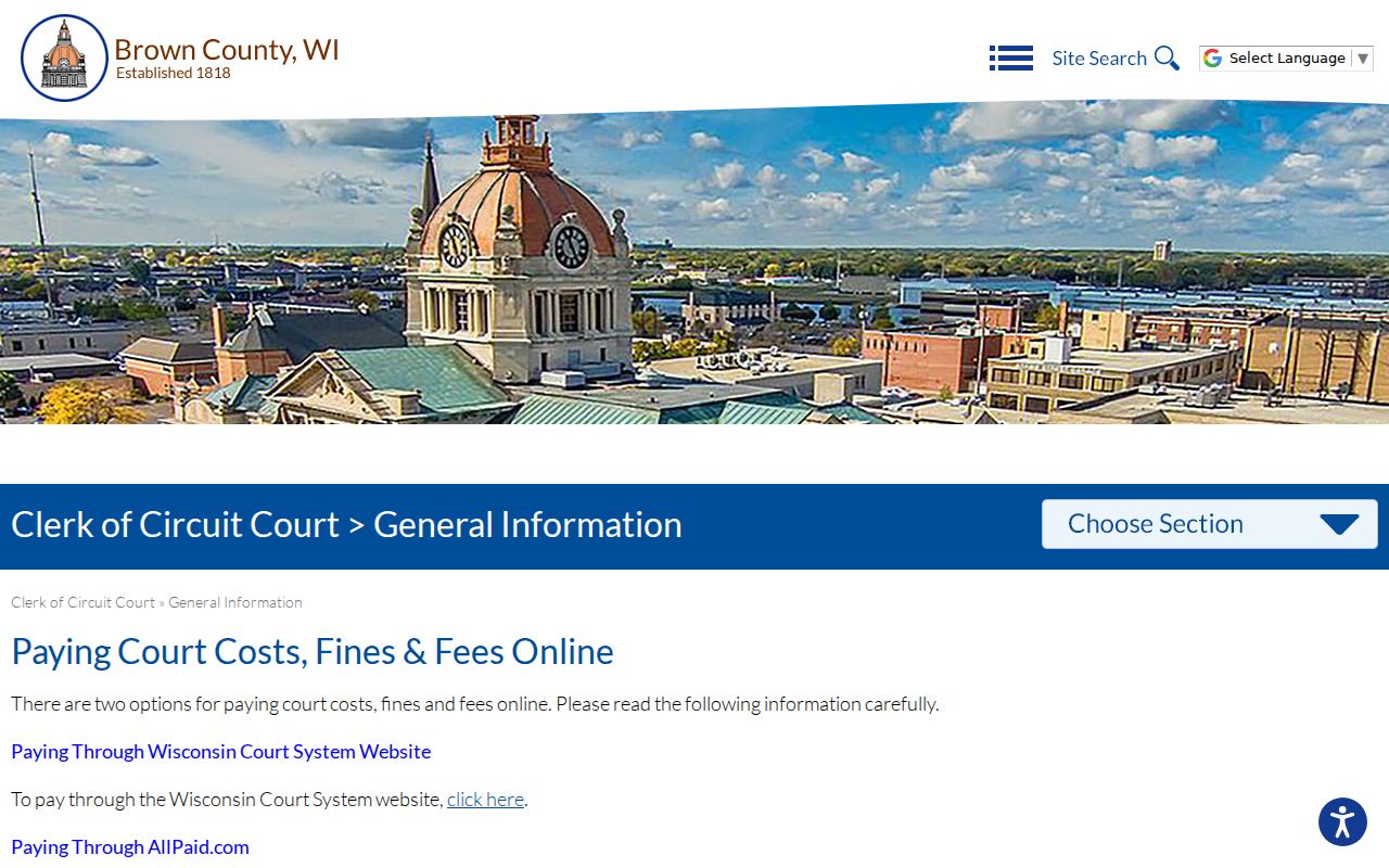 Brown County traffic court payment page